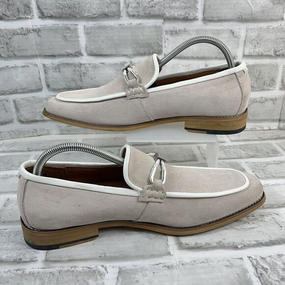 Stacy Adams Colbin Men's Size 9 Ivory Moc Toe Ornament Strap Slip On Loafers - Picture 3 of 13